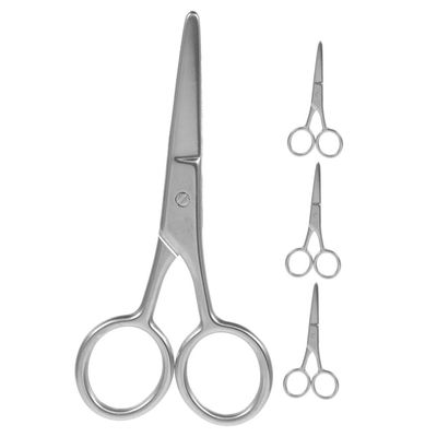 Beaupretty 4pcs Stainless Steel Eyebrow Scissors Rounded Tip Small Trimming Scissors for Eyebrows Nose Hair and Beard Grooming Ergonomic Design for Precision Control and Safe Use