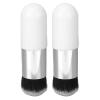 2pcs Portable Chubby Makeup Brush Set for Women - Soft Foundation Brush with White Silver Design view 1