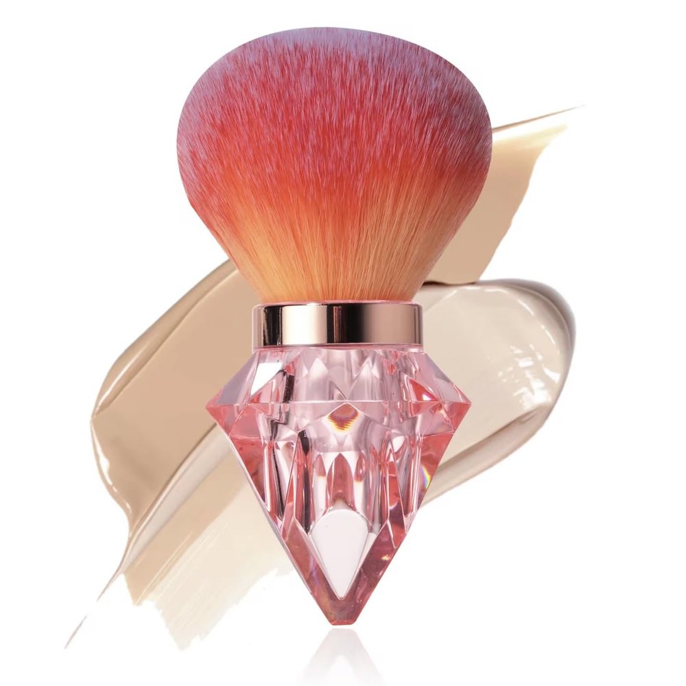 AKINA Large Make up Brush Comes With FREE TRAVEL CASE. Powder Brush Durable Kabuki Make up Brush. Flawless Powder Buffing. Perfect For Setting make up. Ultra Soft Bristles.(Sunset)