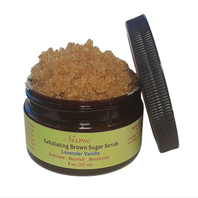 Exfoliating Brown Sugar Scrub, Lavender Vanilla Lightly Scented For Face, Body & Feet, For All Type of Skin. Good for Cleansing Pores and Remove Dead Cell Skin (7.5, Lavender Vanilla)