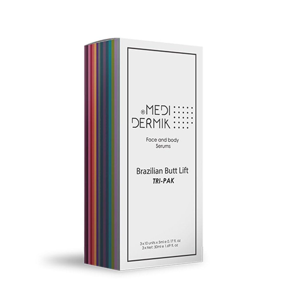 Brazilian Butt Lift Tri Pak  MEDIDERMIK Firming Set  DMAE, Sodium Pyruvate, Silicium  30 Ampoules x 5 ml (150 ml / 5.07 fl oz)