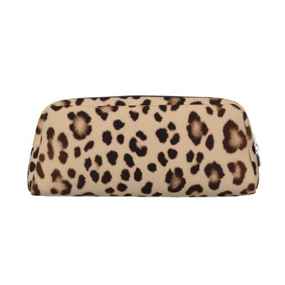NBSKSDLK Brown Pattern Leopard Makeup Bag for Women Men Pencil Pouch Travel Small Cosmetic Bag Zippered Toiletry Bags Aesthetic Pen Bags Trendy Storage Bags Leather Coin Pouch Purse
