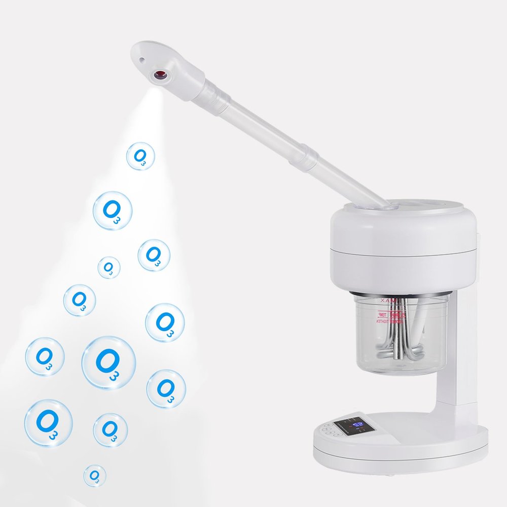 HeavenBird Ozone Facial Steamer, Portable Nano Ionic Face Steamer with LCD Screen, Extendable 360 Rotating Arm, Rotatable Nozzle, Hot Mist Function for Personal Care at Home or Salon