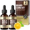 Biotin Beard Growth Oil for Men Set  2 Pack Unscented & Citrus with Castor & Grape Seed Oil for Fuller, Softer, Moisturizing Beard  Gift for Father, Husband, Boyfriend  4 oz view 1