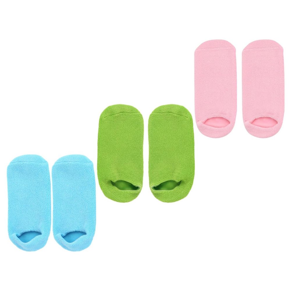 DECORNIJIA 3pairs Moisturizing Socks Spa Foot Care Masks Non Slip Pedi Socks Women