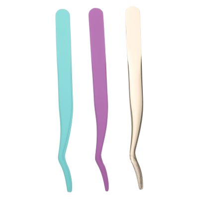 EPIGEIST 3PCS Eyelash Tweezers Set Purple Precision Applicator Tools for False Eyelashes and Lash Extensions for Makeup Artists and Beauty Enthusiasts