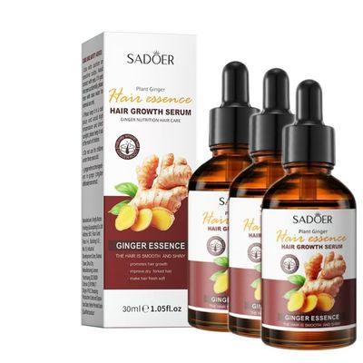 Ginger Hair Treatment Oil, Hair Growth Serum for Hair Loss, for Dry, Damaged Hair, Enhance Hair Elasticity and Toughness, Smooth Silky Thicker Hair Essential Oil Growth for All Hair Types (3PCS)