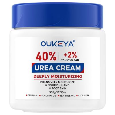 OUKEYA Urea Cream Intensive Foot, Hand & Body Cream for Very Dry, Cracked, Rough Skin on Heels, Knees & Elbows (12.35 Ounce)