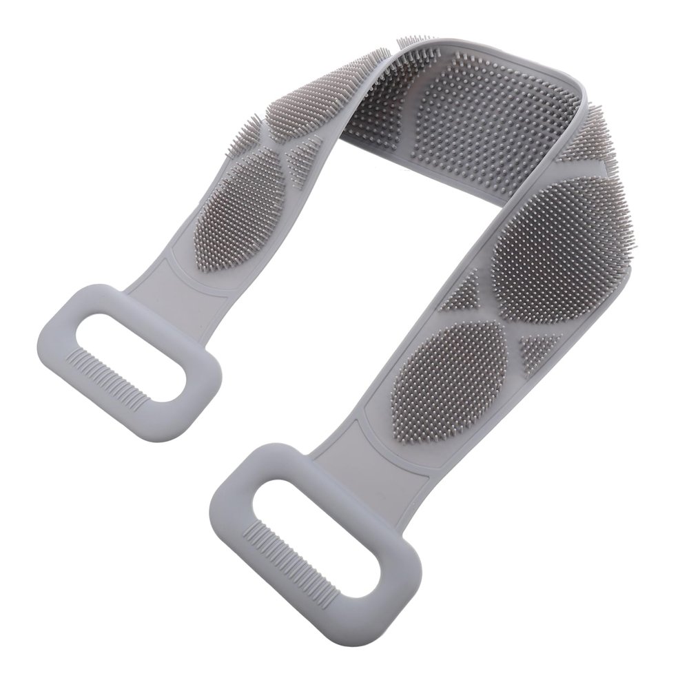 ARTSEWPLY Silicone Bath Towel Dry Brush Body Brush Exfoliating Scrubber for Back Neck Shoulder Extra Bath Wash Towel Two Hand Pull-rings