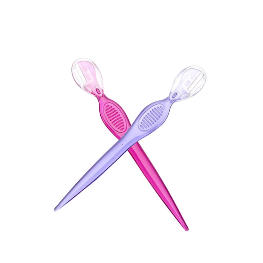 DECOMELODY 3Pcs Portable Stainless Steel Eyebrow Razors Delicate Trimmers for Precision Brow Shaping Makeup Tools for Women Ladies Travel Friendly Transparent Blue
