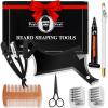 Beard Shaper for Men Beard Shaping Tools - Gifts for Men Beard Template Guide, Straight Edge Razor, 10 PCS Double Edge Blade, Barber Pencil, Beard Comb, Stainless Steel Scissor Mustache Lineup Tools view 1