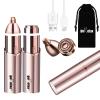 Gurelax Eyebrow & Facial Trimmer: 2-in-1 Electric Facial Hair Removal & Eyebrow Shaver (Built-in Mirror), Face Razor for Women with 2 Replacement Heads view 1