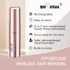 Gurelax Eyebrow & Facial Trimmer: 2-in-1 Electric Facial Hair Removal & Eyebrow Shaver (Built-in Mirror), Face Razor for Women with 2 Replacement Heads view 2