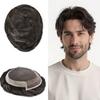 FNY HAIR Toupee for Men French Lace Front Mens Toupee Human Hair Replacement Systems Fine Mono Man Hairpieces Black Brown Blonde Gray Hairpiece 6"X8" #2 Darkest Brown-80% Light Density view 1