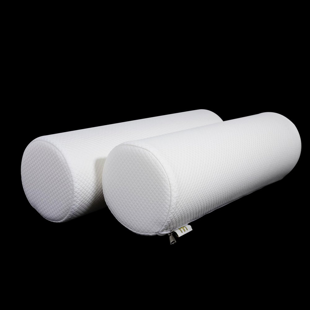 2 Pack Round Massage Table Bolster Pillow Pad, Bolster Pillow, Round Pillows, Suitable for Earthlite Massage Table (White, 5.9''x19.6'')