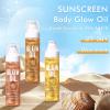 Body Glow Oil, Broad Spectrum SPF 50, Glitter Shimmer Sunscreen Body Oil Lotion with Sequin Mica, Lightweight Non-Sticky Moisturizer with Coconut, Skin Illuminator Glowing Results (02# Rose Gold) view 2