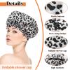 2 Pcs Large Shower Cap for Braids, Extra Long Shower Cap for Women Long Hair & Locs, Waterproof Hair Bonnets for Dreadlocks Drawstring Bath Caps for Women & Men (Black, Cow Print) view 3
