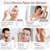 Bikini Trimmer for Women, 5 in 1 Electric Razors for Women - Rechargeable Electric Shaver - IPX7 Waterproof Bikini Trimmer for Underarm Leg Arm Body view 3