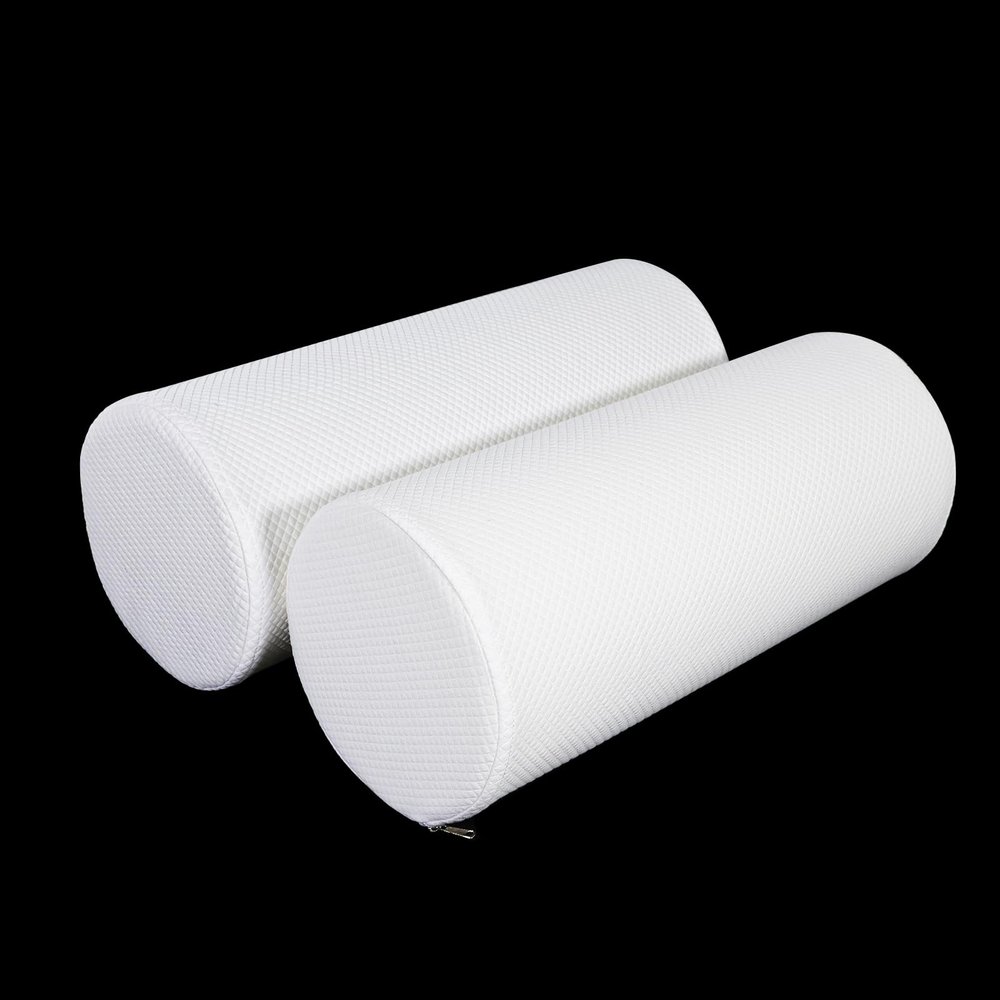 2 Pack Round Massage Table Bolster Pillow Pad, Bolster Pillow, Round Pillows, Suitable for Earthlite Massage Table (White, 7.8''x19.6'')