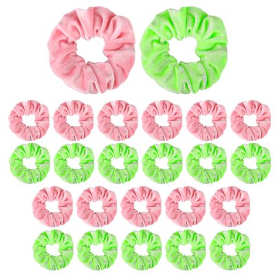 24pcs Neon Scrunchies, Party Decorations Fabric Neon Hair Accessories Elastic Hair Ties Ropes for Women Girls Themed Party Supplies