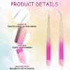 2PCS Double Ended Nail Art Tweezers, Stainless Steel Tweezer with Silicone Pressing Head Rhinestone Picker Tool Straight Curved Tip Tweezers Nails Tweezer for Nail Art for Nails Crafts view 3