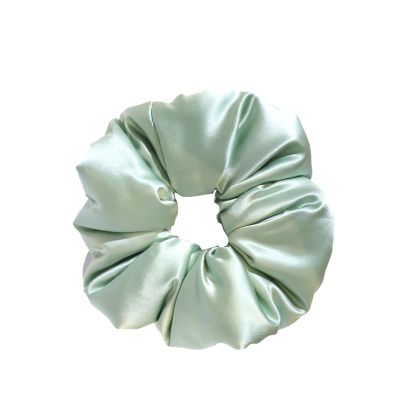 Mint Green Silk Hair Scrunchie with Filling Cotton, 2.36Inch Small Elastic Hair Ties for No Damage, Medium to Thick, Long, Curly, Textured Hair, 1Count