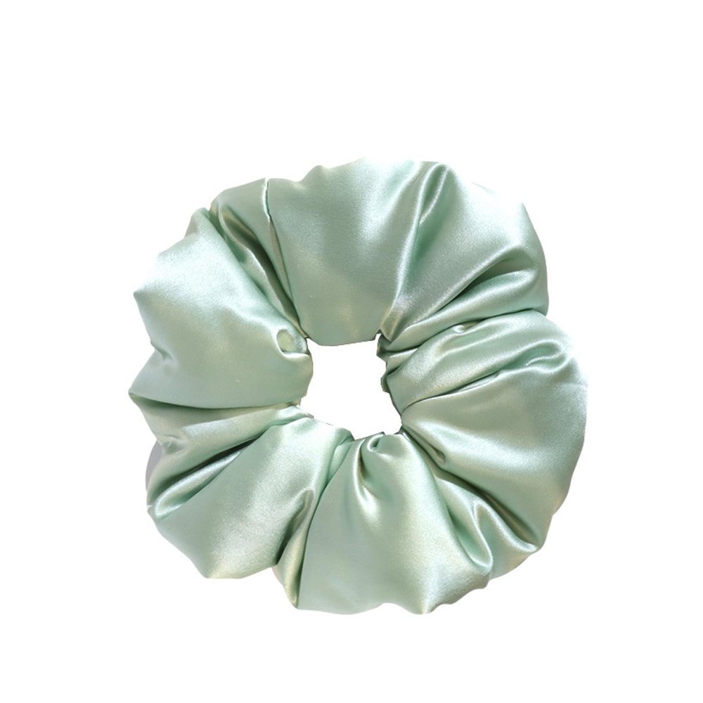 Mint Green Silk Hair Scrunchie with Filling Cotton, 2.36Inch Small Elastic Hair Ties for No Damage, Medium to Thick, Long, Curly, Textured Hair, 1Count