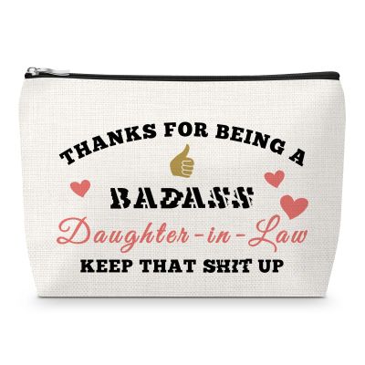 Sfodiary Daughter in Law Gifts from Mother in Law Makeup Bag Wedding Present for Bride Valentine Day Gift for Bonus Daughter from Mom Christmas Birthday Presents for Her Zipper Travel Pouch