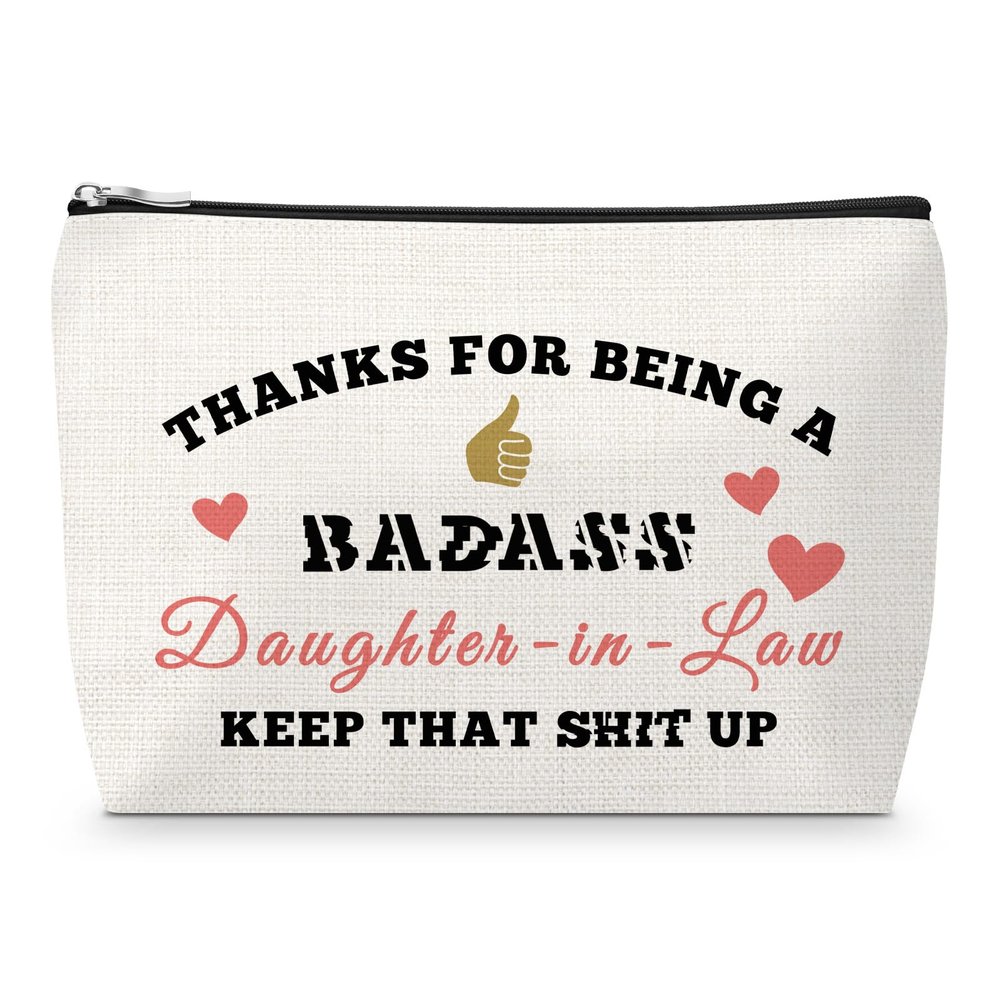 Sfodiary Daughter in Law Gifts from Mother in Law Makeup Bag Wedding Present for Bride Valentine Day Gift for Bonus Daughter from Mom Christmas Birthday Presents for Her Zipper Travel Pouch