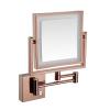 8 Inch Wall Mounted Square LED Lighted Makeup Vanity Mirror with Base Touch Dimmable, Dual-Sided HD 1X/3X Magnifying Shaving Mirror, 360 Swivel Foldable Rose Gold, USB view 1