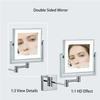 8 Inch Wall Mounted Square LED Lighted Makeup Vanity Mirror with Base Touch Dimmable, Dual-Sided HD 1X/3X Magnifying Shaving Mirror, 360 Swivel Foldable Rose Gold, USB view 2