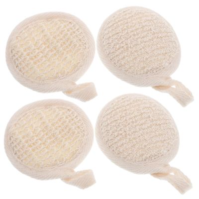PERSELOSO 4packs Natural Loofah Bath Sponge Soft Exfoliating Body Scrubber for Gentle Daily Use for All Ages Compact and Easy to Maintain for Bath and Spa