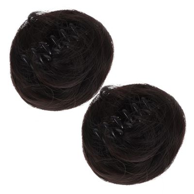 Baluue 2pcs Clip Hair Bun Extensions for Women Natural Look Faux Hair Updo Ponytail for Parties Weddings and Daily Wear Soft Glossy Easy to Use