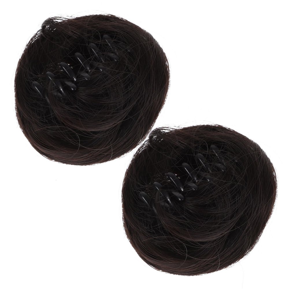 Baluue 2pcs Clip Hair Bun Extensions for Women Natural Look Faux Hair Updo Ponytail for Parties Weddings and Daily Wear Soft Glossy Easy to Use