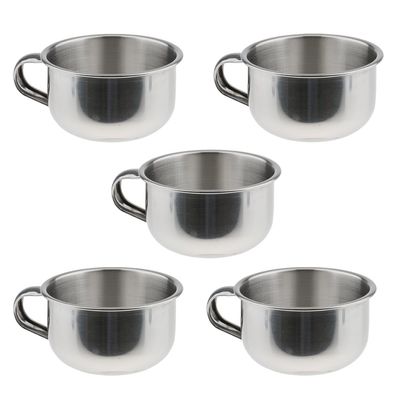 5 Pcs Stainless Steel Shaving Bowl for Men - Beard Brush Grooming Mug with Handle, Rust Proof, Easy Clean, 2 Inch Height, 3.2 Inch Diameter