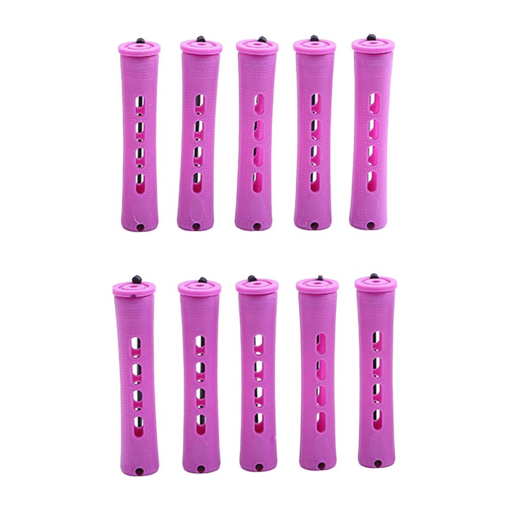 10 Pieces Hair Perm Rods Cold Rods with Rubber Bands and Cover for Women Girls Salon Barber Home Use Hairdressing Styling Tools