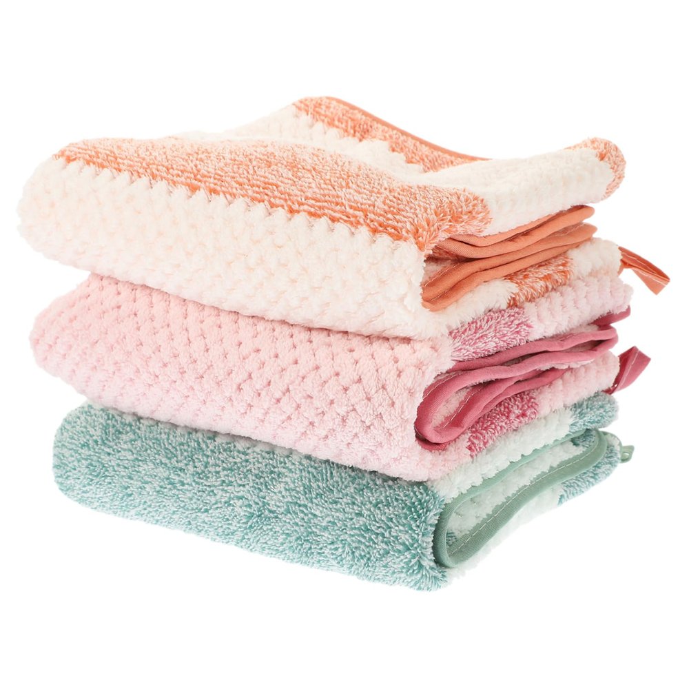 Vaguelly 3pcs Face Towels Quick Dry Washcloths Microfiber Soft Absorbent Bath Towels for