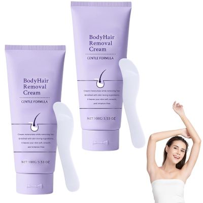 New Body Hair Removal Cream with Spatula Applicator, Advanced Facial hair Removal for Women, Body Hair Removal Cream for Sensitive Skin, With Scraper, Gentle Formula, Safe for Sensit (2 Bottle)