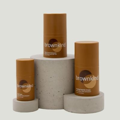 brownkind Age-Defy Essentials Anti-Aging Skincare Bundle  3-Step Even Tone Routine for Melanin-Rich Skin (Darker Skin Tones), Includes Eye Cream, Firming Peptide Cream & SPF 40 Sunscreen