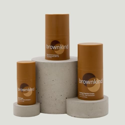 brownkind Age-Defy Essentials Anti-Aging Skincare Bundle  3-Step Even Tone Routine for Melanin-Rich Skin (Darker Skin Tones), Includes Eye Cream, Firming Peptide Cream & SPF 40 Sunscreen