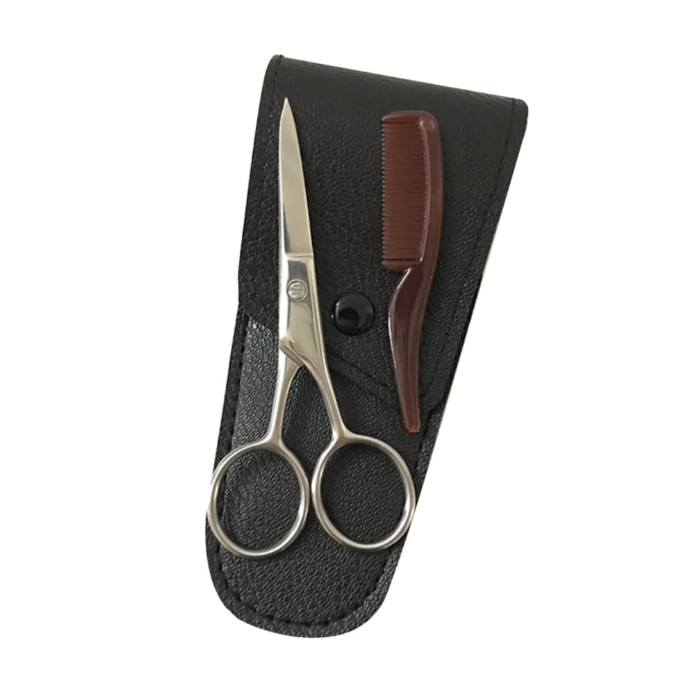 Ipetboom Stainless Steel Eyebrow Scissors 2-Piece Set for Precision Trimming and Grooming Mustaches and Beards for Men and Women