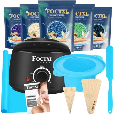 Premium Waxing Kit for Women, Wax Warmer Hair Removal at Home with Beads & Silicone Pot, Hard Wax Warmer for Face, Legs, and Body, Machine, 5 Pack Beads, Accessories, Black