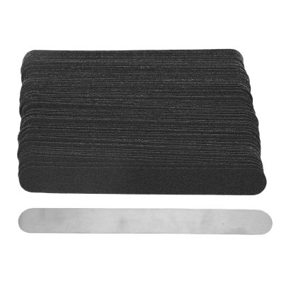 100 Pcs Replacement Nail File Strip Kit with Reusable Stainless Steel Base, Abrasive Layer for Quick and Safe Nail Care, Ideal for Professionals and Beginners