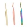 DECOMELODY 2pcs Stainless Steel Eyelash Extension Tweezers Professional Grafting Tweezers Curved Tip Lash Applicator for Women view 1