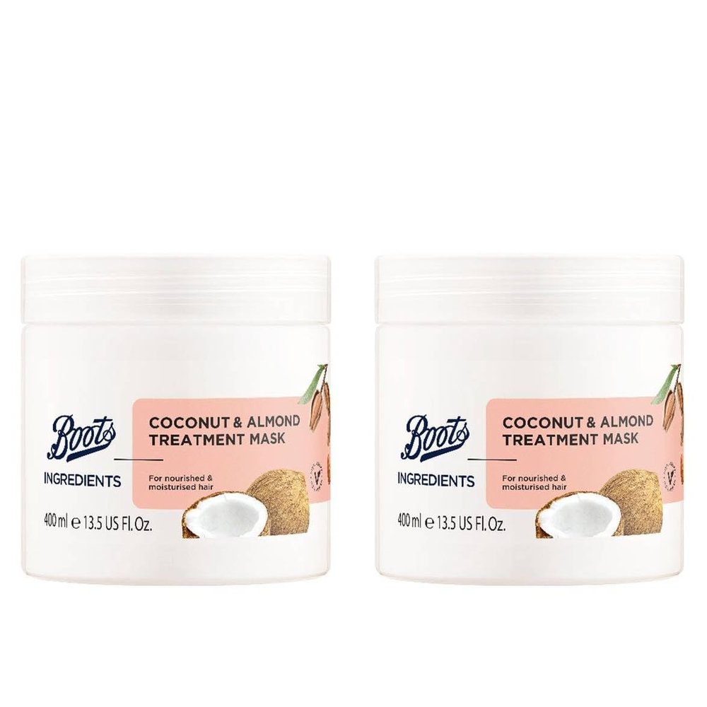 Boots Ingredients Coconut and Almond Treatment Mask 13.52 Fl Oz. (Pack of 2)
