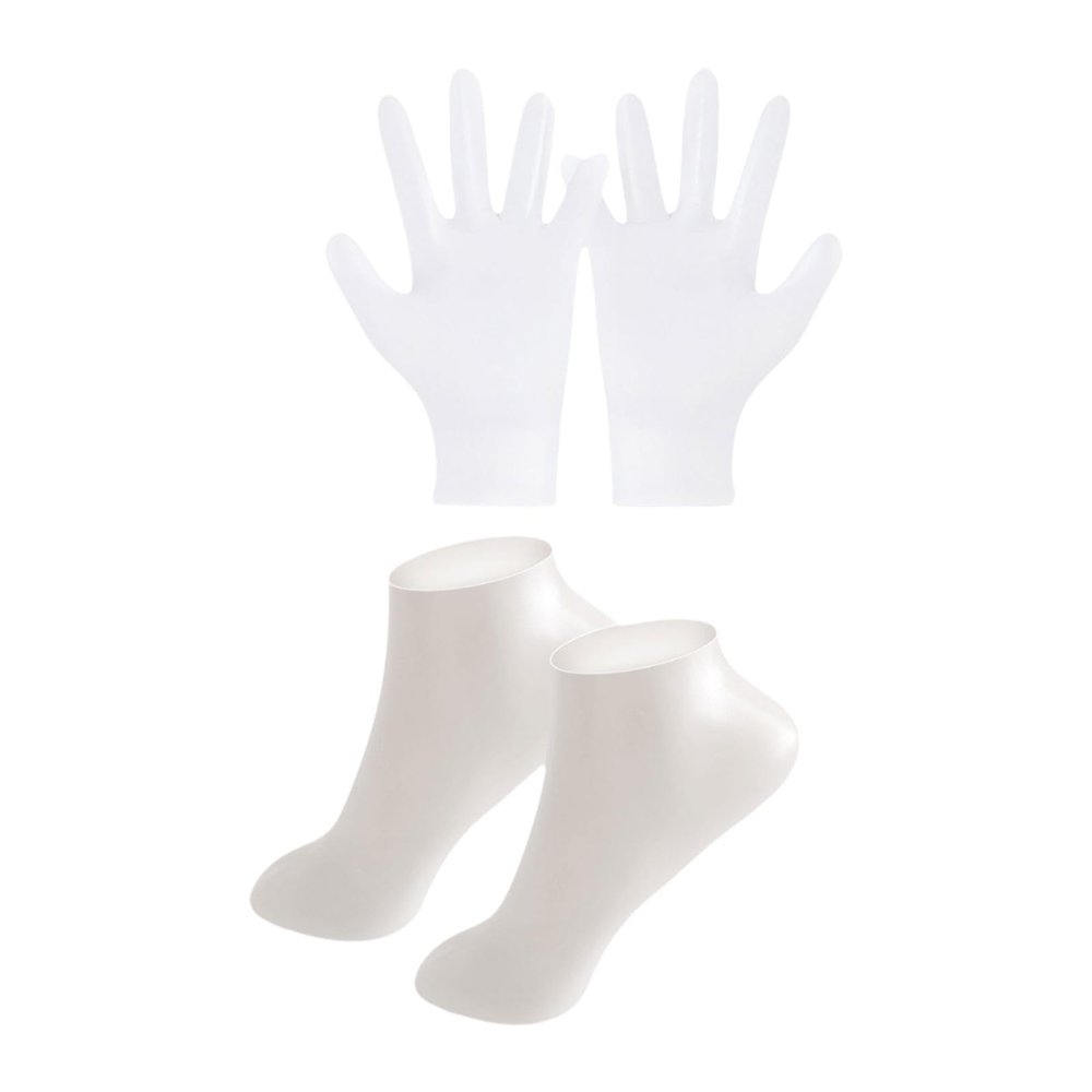 NinthAvenue Basics Silicone Gloves and Socks Set Women Lady, SPA Comfortable, Practical for Hands Feet Care Heels Care for Travel Winter Beach, White