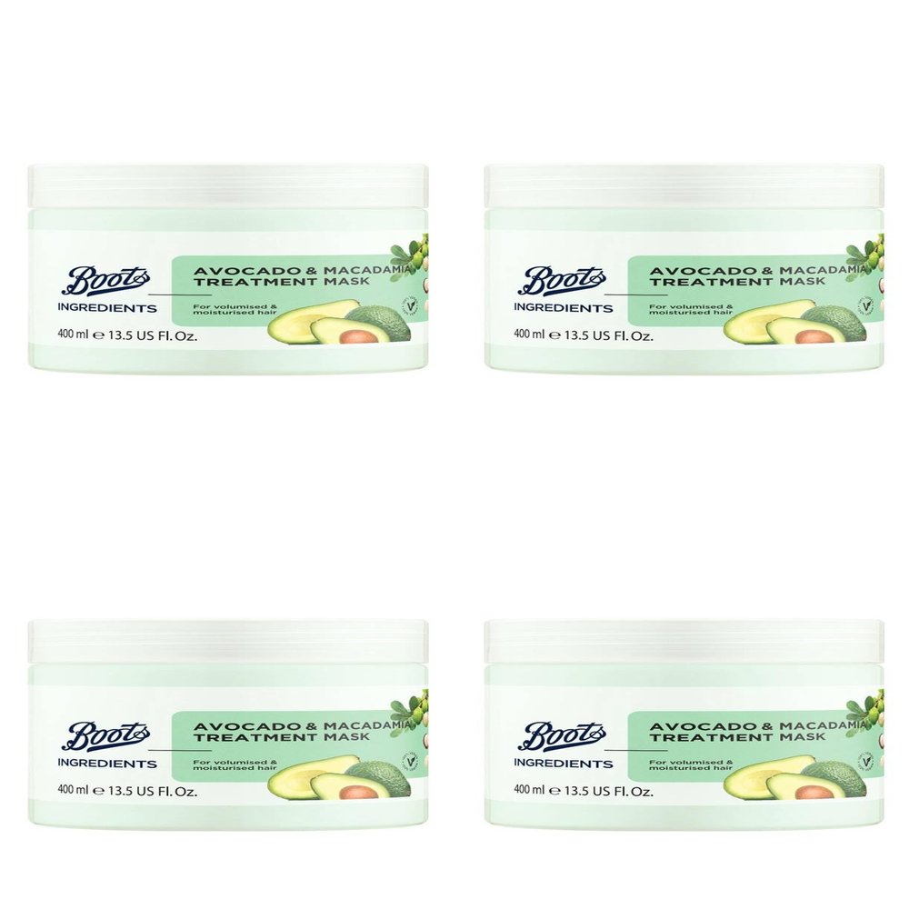 Boots Ingredients Avocado & Macadamia Treatment Mask 13.52 Fl Oz. (Pack of 4)