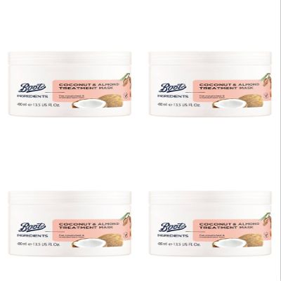 Boots Ingredients Coconut and Almond Treatment Mask 13.52 Fl Oz. (Pack of 4)