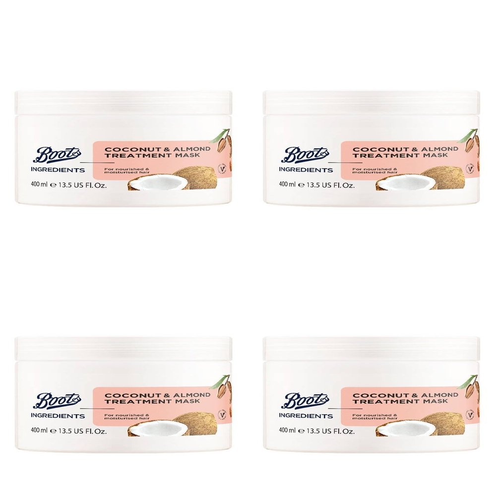 Boots Ingredients Coconut and Almond Treatment Mask 13.52 Fl Oz. (Pack of 4)