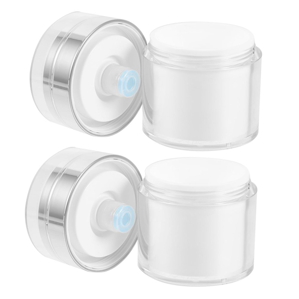 ARTSEWPLY 50ML Airless Pump Jars 2-Pack Refillable Cosmetic Containers for Lotion and Cream Vacuum Sealed for Travel